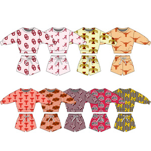 Conjunto de Sudadera y Pantalones Cortos de Algodón con Estampado de Alfabeto para Niños, Manga Larga, Suave y Transpirable, Talla Estándar Americana - Product Image 2