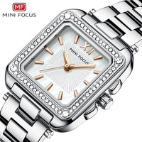 Montre carrée miniature de luxe pour femme MINI FOCUS avec cadran en nacre et bracelet en acier inoxydable, style sportif, modèle MF0619L