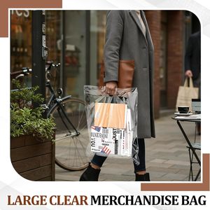 Sacs de courses en plastique transparent 20x24 pouces, épaisseur 2 mils, avec poignées, pour usage commercial en gros - Product Image 2