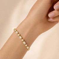 Bracelet à breloques européen de luxe en acier inoxydable plaqué or 18 carats avec zircon, anti-ternissement, pour femmes, vente en gros, prêt à expédier