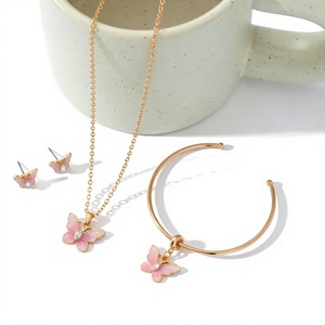 Children Bohemia XOXO Gold Plated Christian Butterfly Jewelry <b>Set</b> Necklace <b>Bracelet</b> <b>Earring</b> <b>Set</b> Party Gift - Product Image 4