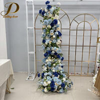 JIMDA Promo Spesial Set Runner Bunga Biru Elegan Custom, Panel Bunga Artificial Real Touch untuk Pesta Pernikahan dan Acara