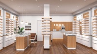 Meuble en bois pour lunettes avec tiroirs de présentation optique