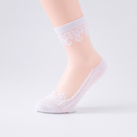 Nouveaux produits été mode chaussette transparente Sexy cristal dentelle mince Nylon femmes chaussettes