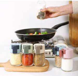 Gelas garam tersegel, toples tekan merica dengan pegangan kuantitatif 0.5g, Dispenser garam kaca untuk lada garam gula - Product Image 3