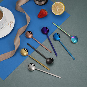 YOUNGTUO Cuillère Ronde Petite en Acier Inoxydable Poli Miroir Design Moderne pour Café Dessert Fête Argent Or Rose Irisé - Product Image 2