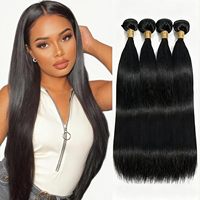 Extensiones de Cabello Humano Virgen 100% MS Beauty 15A, Mechones Lisos con Doble Trama, Puntas Completas, Aspecto Natural Suave, Uso Diario