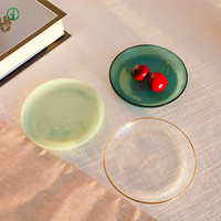 Assiette en verre borosilicate opaque nordique de 4,75 pouces avec bord doré, résistante à la chaleur, passe au micro-ondes et au lave-vaisselle, qualité alimentaire