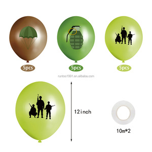 Ensemble de décoration pour fête d'<span class=keywords><strong>anniversaire</strong></span> de garçon sur le thème du camouflage, avec drapeau, décoration de gâteau et ballons en latex - Product Image 2