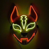 Masque LED lumineux en fil EL qui brille dans le noir pour la décoration de fête, Halloween, Pâques, masque LED pour le visage entier, renard