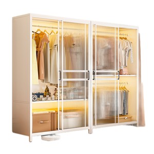 Armario de Puertas Corredizas de Acero Iyanen con Puertas de Vidrio, Organizador de Armario Moderno para Dormitorio - Product Image 5