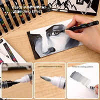 Marqueur de peinture acrylique à pointe souple noir et blanc Flysea FS-4901 pour le remplissage direct transocéanique, idéal pour le journaling, les mises en évidence, les cartes artistiques, le dessin et le bricolage