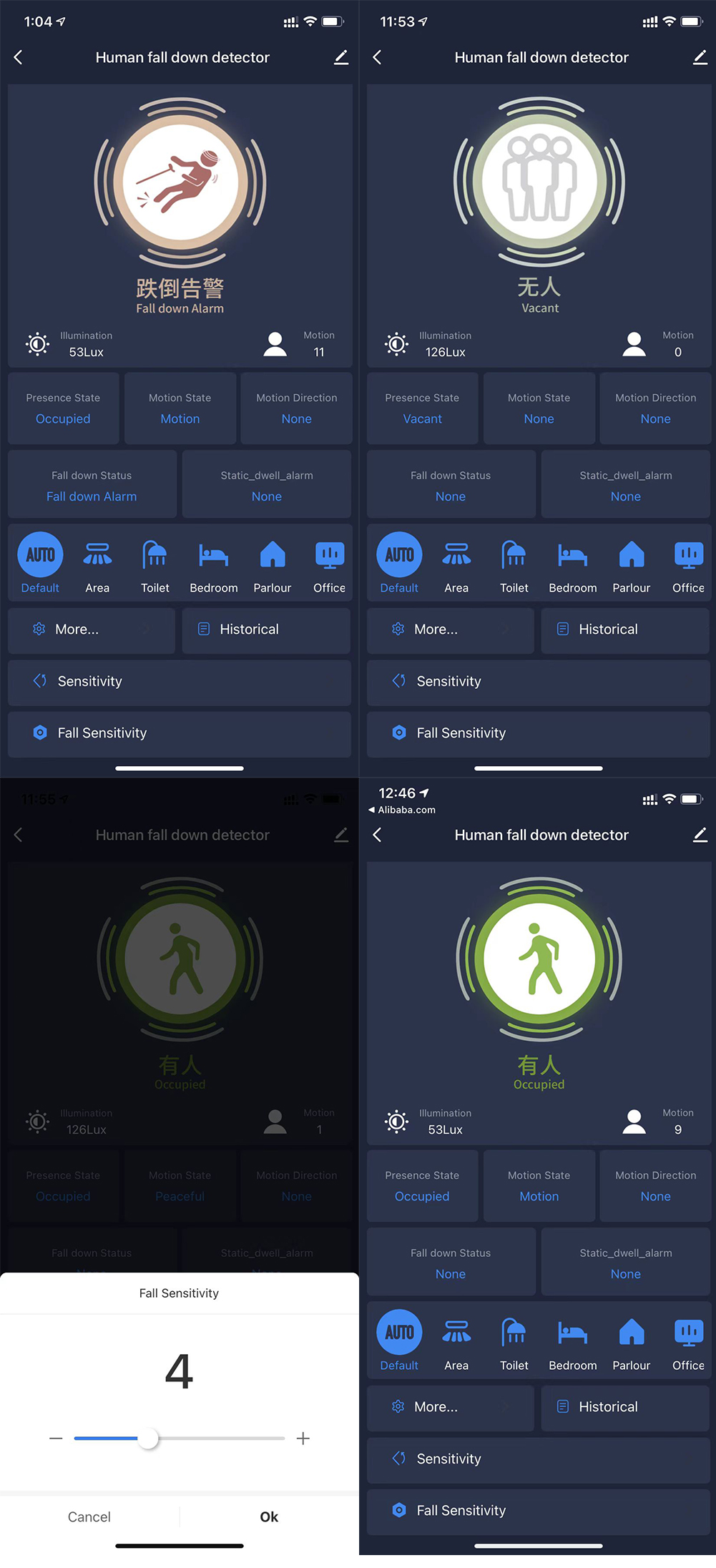 RSH Tuya WiFi motion PIR 110V -240V light luminosity sensor radar human presence detector