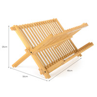Égouttoir à vaisselle pliable en bambou à deux niveaux avec étagère à tasses, organisateur de séchage pour comptoir de cuisine pour assiettes, bols et tasses