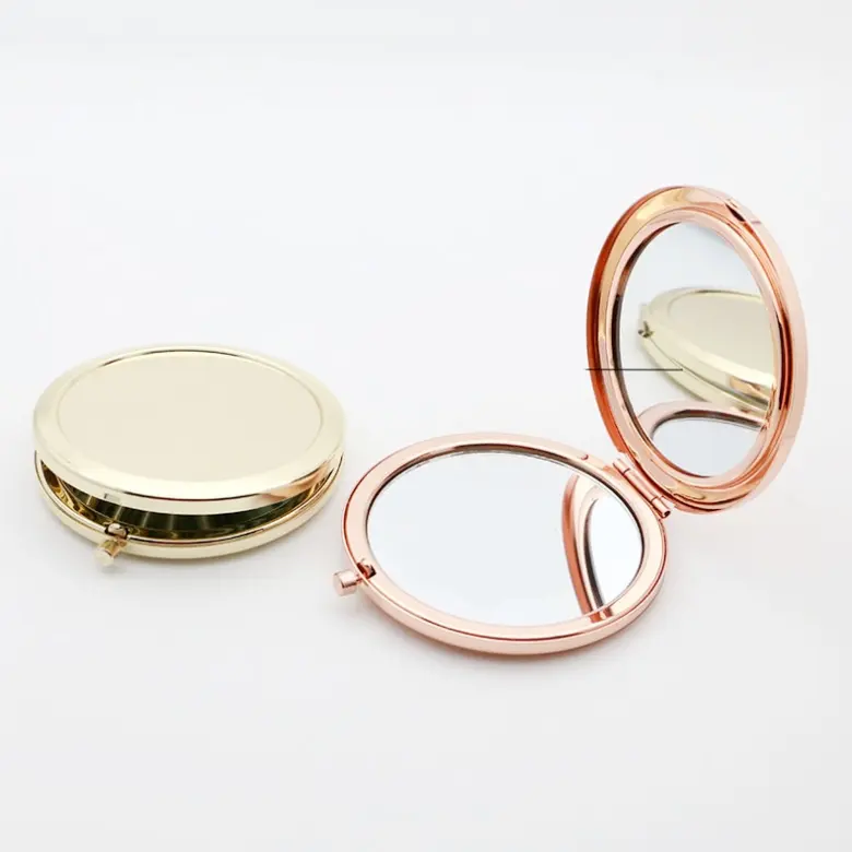 Двухстороннее металлическое карманное зеркало из розового золота портативное дорожное металлическое зеркало для макияжа круглое мини карманное зеркало