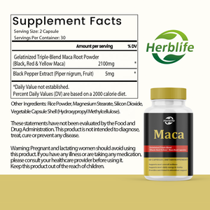 Capsules de Maca Gélatinisées Triple Mélange (Noir+Rouge+Jaune) Marque Blanche OEM pour le Bien-être Général des Hommes – Complément Alimentaire - Product Image 4