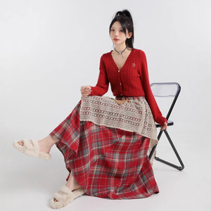 Falda de Pana a Cuadros Estilo Mori Vintage para Mujer, Cintura Natural, Estampado Digital, para Yoga y Golf - Product Image 5