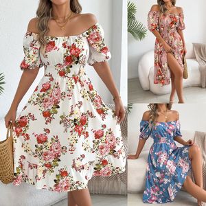 กระโปรงสั้นแขนสั้นพิมพ์ลายดิจิทัลผ้าชีฟองแฟชั่นฤดูร้อนสไตล์ลำลองสำหรับสาวพลัสไซส์ สวยสง่า - Product Image 2