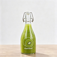 Bouteille en verre ronde de 250 ml pour boissons fermentées, jus, lait, vin, vinaigre, avec bouchon à clip