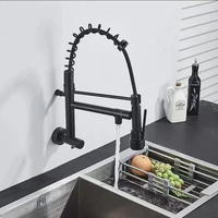 Robinet de cuisine moderne en acier inoxydable 304 pour hôtel, robinet mural à eau froide avec douchette extractible pour évier de cuisine