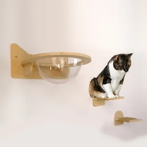 Cat Furniture Bridge Hook Mounted Bamboo Steps Hammock Climbing Furniture Bed Cat Wall Shelves For Cat