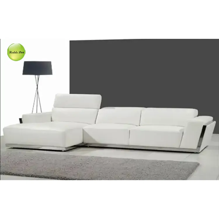 Die ägyptischen neuesten Wohnzimmer Echt leder Sofa Set Haus möbel modernen Stil mit Edelstahl Regal