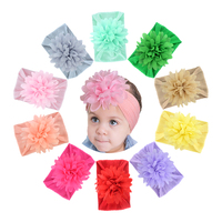 Bando Rambut Nilon Anak-anak, Bando Rambut Sifon Bunga Pita Elastis Buatan Tangan untuk Bayi Perempuan Baru Lahir Balita Anak-anak