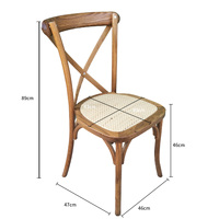 Chaise empilable en rotin avec dossier croisé en bois de chêne naturel de couleur antique pour banquet / chaise à dossier en X pour événements et mariages
