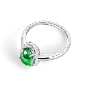 Natural Jadeite Green Gourd <b>Ring</b> S925 Silver Inlaid Chinese Style Women's Jewelry Gift of Appraisal Certificate D131 - Product Image 2
