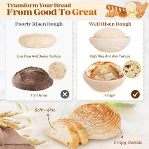 Kit de démarrage de luxe tout-en-un pour la fabrication <span class=keywords><strong>du</strong></span> <span class=keywords><strong>pain</strong></span> au levain avec paniers de levage Banneton, lame, fouet, racloir, pot de levain et outils de boulangerie - Product Image 2