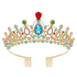 มงกุฎโลหะชุบทองหรูหราประดับคริสตัลและเพชรเทียม สำหรับงานแต่งงาน งานวันเกิด งานพรอม - Product Image 3