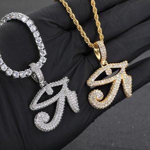 Pendentif Hip Hop Œil d'Horus Égyptien Ancien, personnalisé, serti à griffes, en argent 925 plaqué, Moissanite, style Bling Iced Out pour festival - Product Image 6