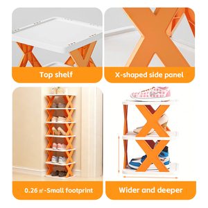 Étagère à chaussures verticale étroite, tour de rangement compacte empilable pour espaces restreints, étagères d'angle en plastique pour entrée, chambre à coucher - Product Image 4