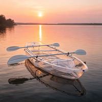Kayak transparent en polycarbonate pour 2 personnes, double siège, canoë transparent, bateau à rames pour les sports nautiques en station balnéaire