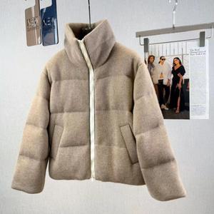Manteau d'hiver en cachemire perlé à col montant, veste en duvet épais et coupe-vent pour femmes européennes et américaines à la mode - Product Image 2