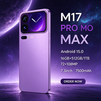 Ponsel M17 Pro Max 5G 2026 Model Baru Versi Global RAM 16GB Penyimpanan 1TB Layar HD 6.9 Inci 144Hz Kamera 108MP 7500mAh Android