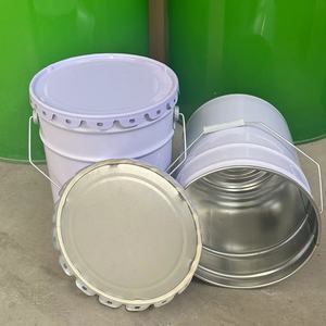 Tinplate Metal Paint <b>Bucket</b> 10L <b>20L</b> Cylinder With Pull Ring Lid For Chemical Storage - Product Image 2