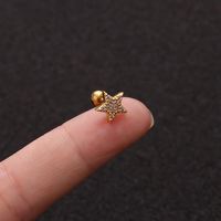 Boucle d'oreille en or 16g avec cravate à vis, motifs couronne, croix, cœur, fleur, étoile, lune, pour piercing hélix, rook, conch, tragus