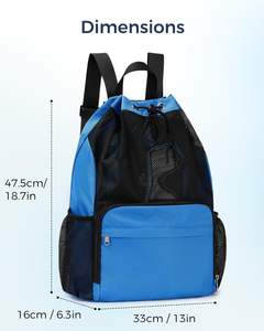 Sac à dos de sport bleu marine avec cordon de serrage, poche humide et compartiment en filet pour le stockage des équipements de natation, de plage, d'entraînement et des chaussures - Product Image 6