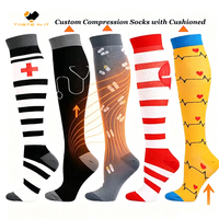 Nouvelles chaussettes de compression tricotées de haute qualité 15-20 mmHg à compression graduée pour le sport en plein air, la course, les femmes, les hommes et les soignants