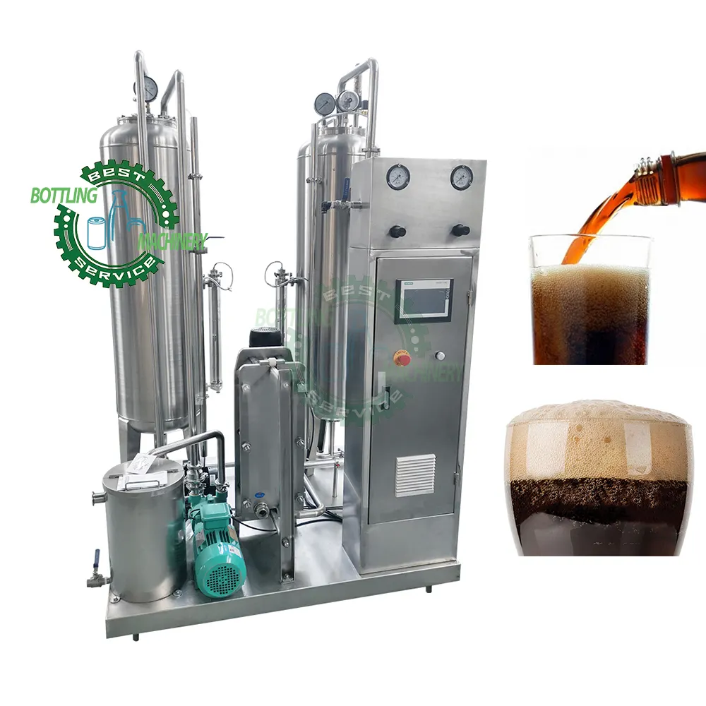 1000L/H 1ton sparkling wine cola 2 tank with plate exchanger Co2 mixing machine Carbonation system