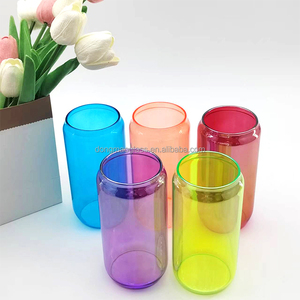 Prezzo di fabbrica all'ingrosso 450ml orso Soda può tazze di vetro con paglia e coperchio - Product Image 4