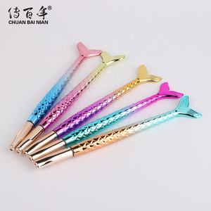 Stylo à bille de sirène en plastique plaqué UV coloré, cadeau multifonctionnel, mignon, créatif en forme de poisson - Product Image 3