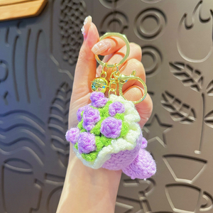 Cadeau de la Saint-Valentin 2026 : Porte-clés en crochet fait main, bouquet de fleurs en peluche écologique et durable (rose, tournesol) - Product Image 6
