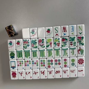 Versión Estadounidense, Fichas Cuadradas de Mahjong Americano Color Rojo Rosa, Madera con Vetas, Cartas de Ajedrez de Cristal de Alta Calidad - Product Image 1