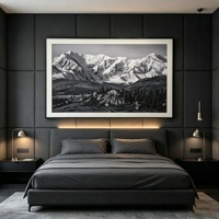 Tableau mural en toile Paysage Montagne enneigée Noir et Blanc, Affiche imprimée sur carton encadrée pour Décoration Intérieure