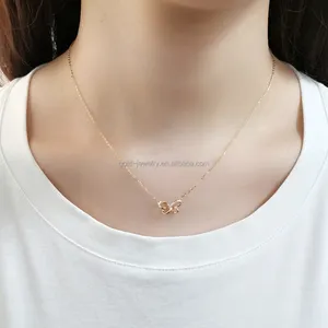 Romantische Ketting Ketting 18K Echt Goud Natuurlijke Diamant Hangende Ketting 18K Puur Goud Vlinder Ketting Vrouwen Sieraden Set