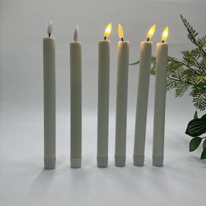 เทียน LED ก้านยาว รูปทรงเรียว ใช้แบตเตอรี่ ทำจากขี้ผึ้งแท้ สำหรับตกแต่งบ้านและงานแต่งงาน - Product Image 2