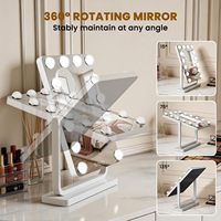 Miroir de maquillage rectangulaire à 14 ampoules LED, rotatif à 360°, pour table de maquillage, chambre à coucher