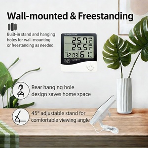HTC-2 डिजिटल दोहरी टेम्प थर्मो-हाइग्रोमीटर-वाटरप्रूफ घरेलू तापमान और आर्द्रता मीटर सस्ता - Product Image 3